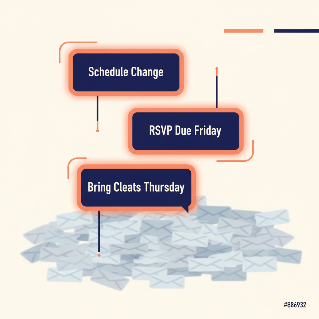 Illustration of important emails being extracted from a pile of messages